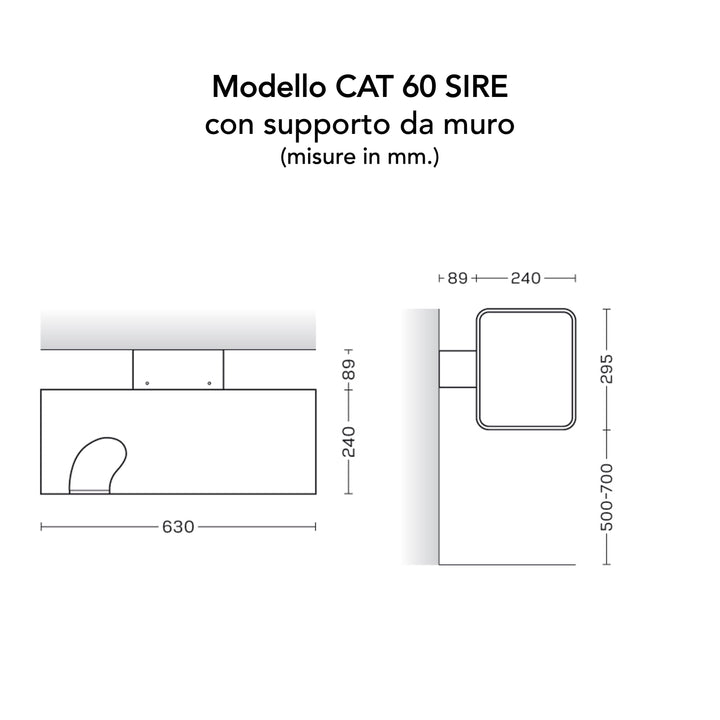 Cuccia Cat60 Plexiglass con supporto a muro Sire